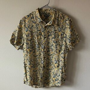 Toad&Co Men’s Floral Short-Sleeve Shirt in Yellow and Blue